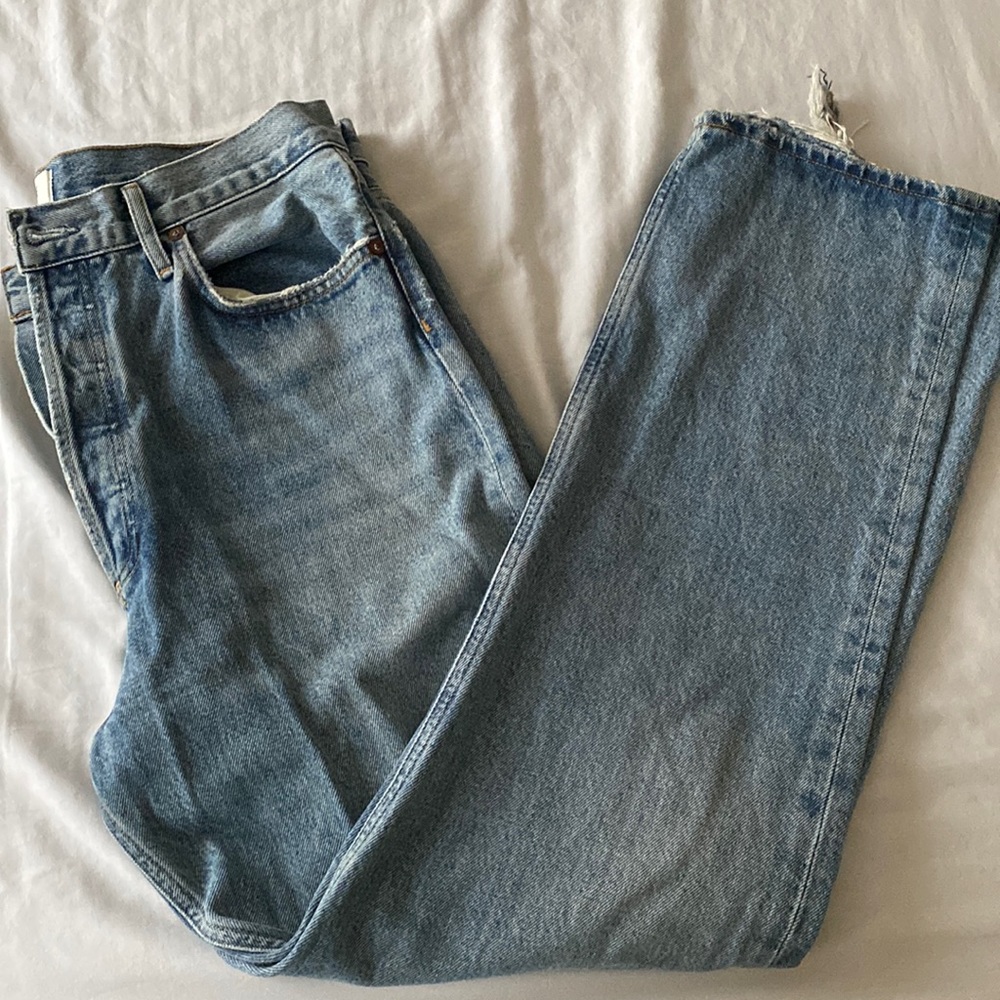 Agolde straight leg distressed jeans
